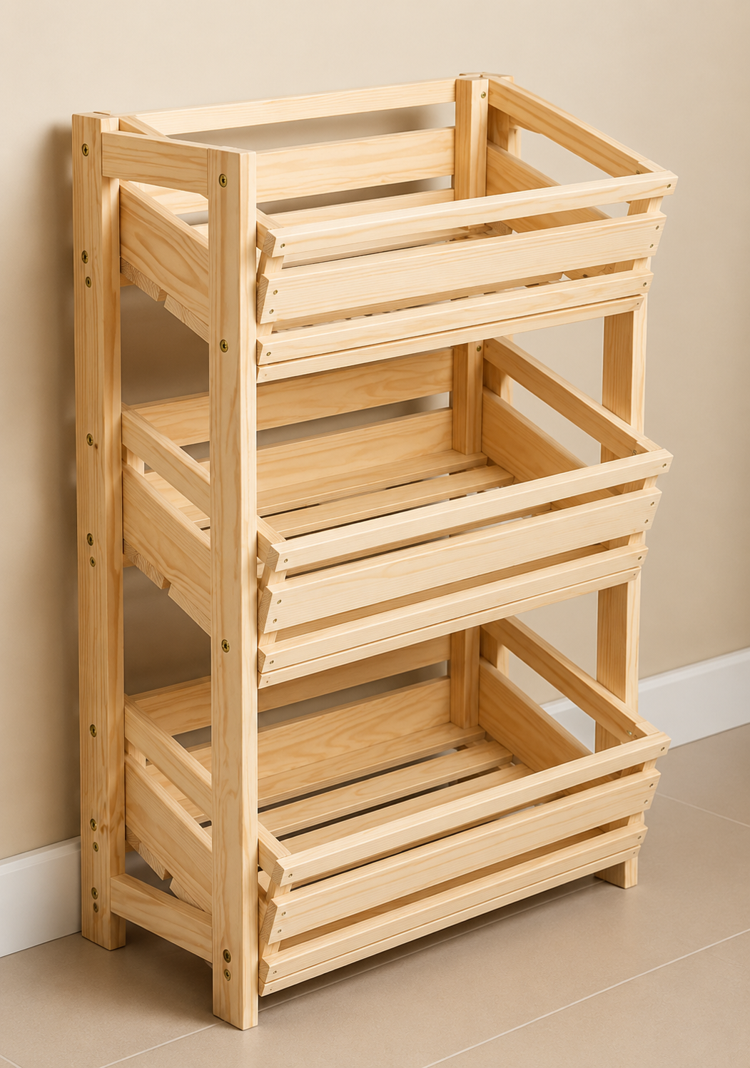 "3-Tier Wooden Vegetable Storage Rack"