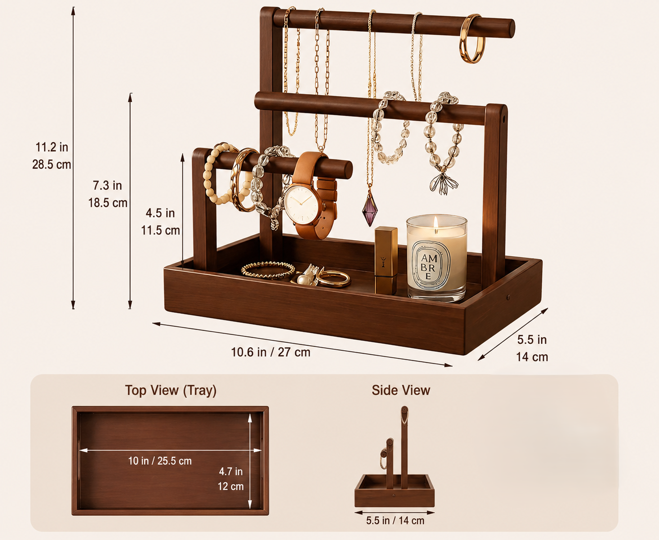 'wooden jewelry organizer stand"