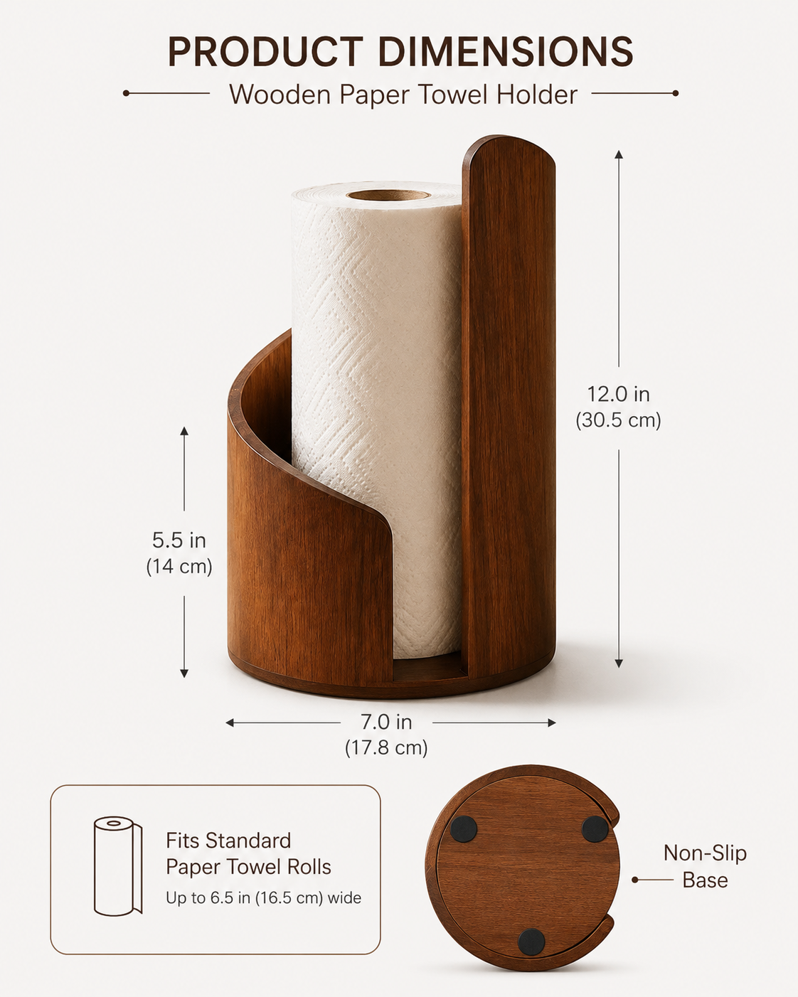 "Walnut Wooden Paper Towel Holder"