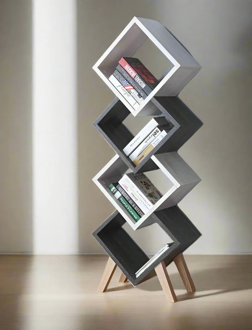 "Geometric Zigzag Bookshelf"