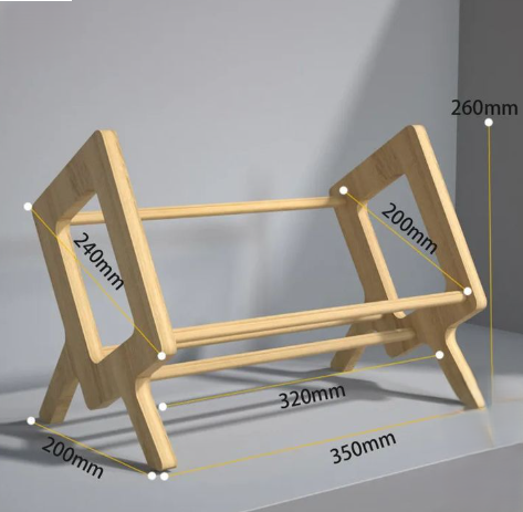 "Wooden Desktop Book Organizer Rack"