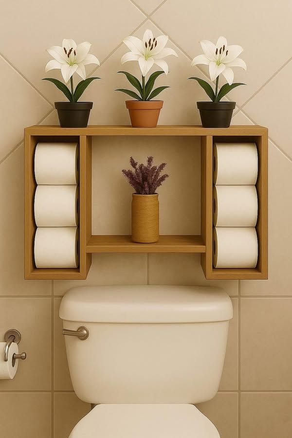 "Symmetrical Bathroom Shelf"