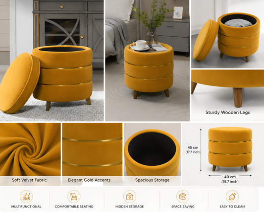 Round Storage Ottoman
