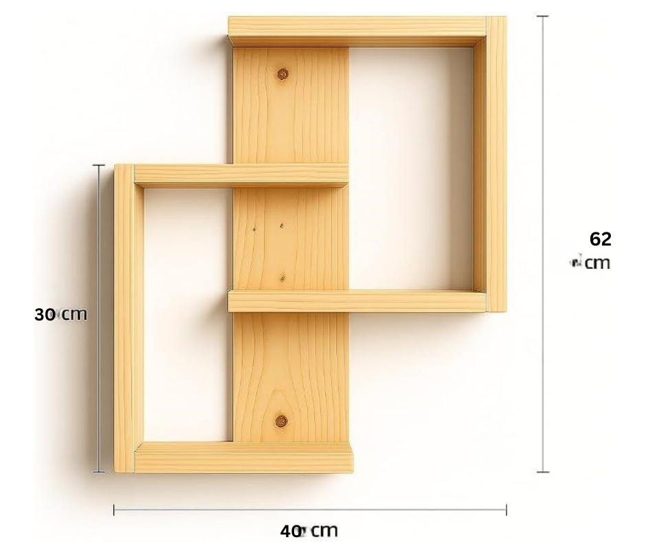 "Modern Geometric Wooden Wall Shelf"