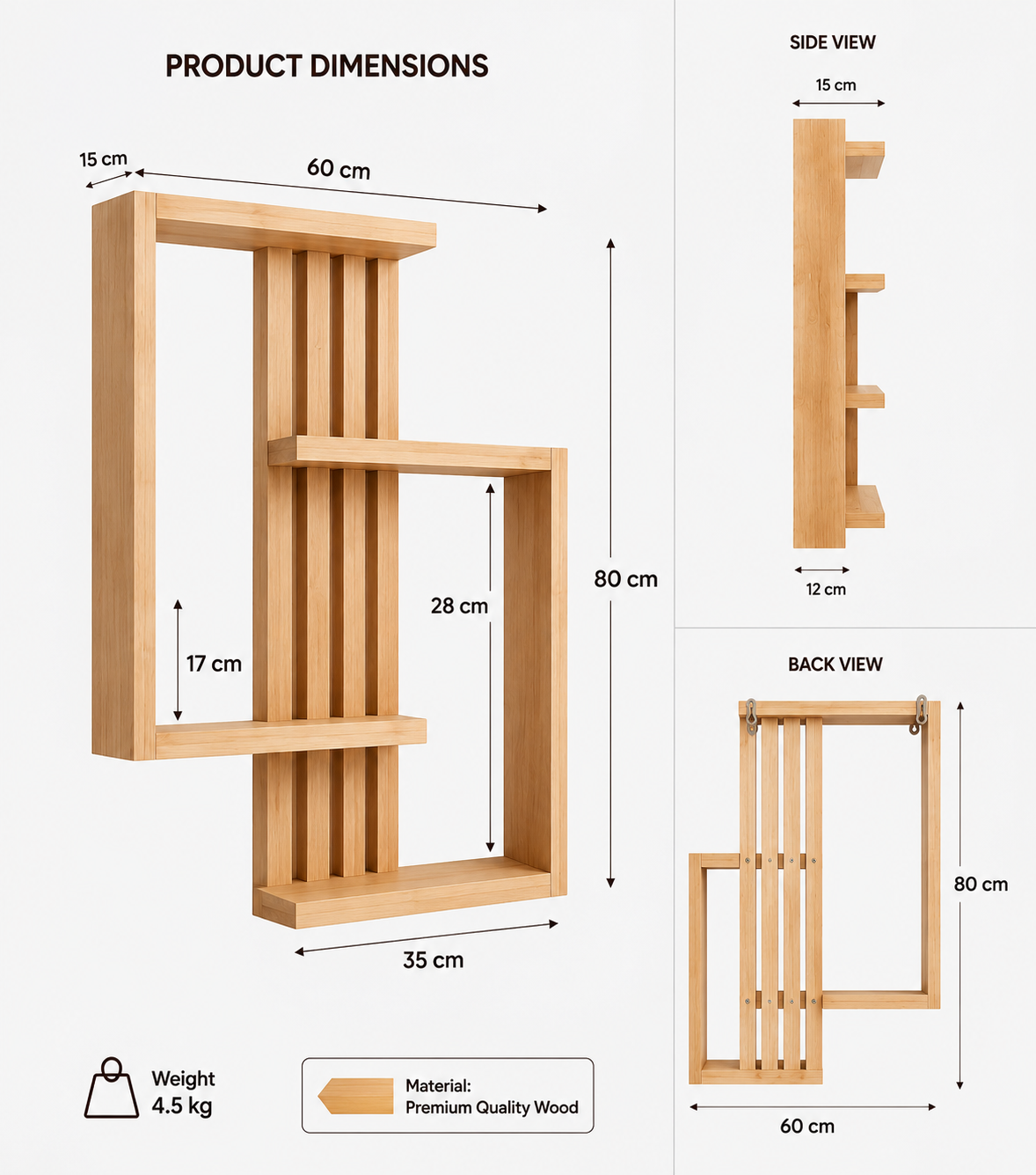 " Modern Wooden Wall Shelf "