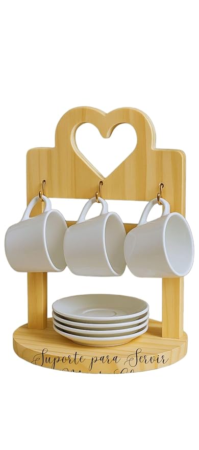 Heart-Shaped Wooden Mug Holder Stan
