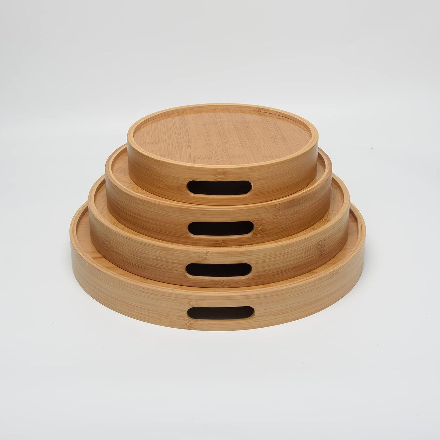 "Premium Bamboo Round Serving Tray Set"