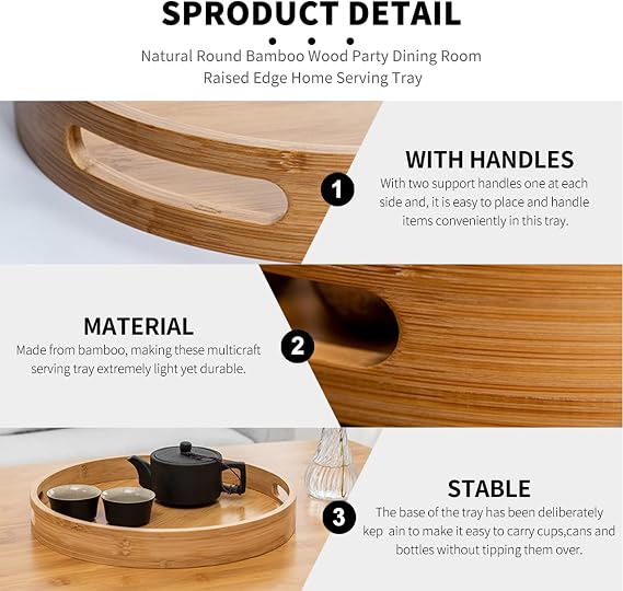 "Premium Bamboo Round Serving Tray Set"