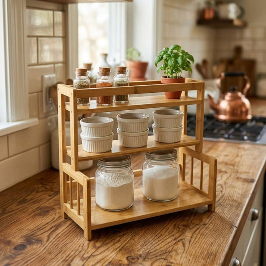 "3-Tier Wooden Kitchen & Countertop Organizer"
