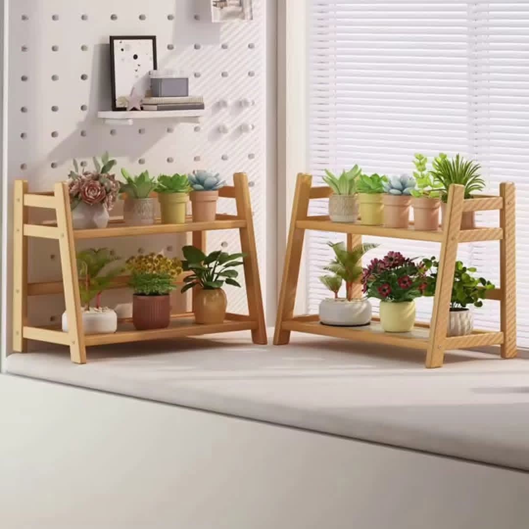 "2-Tier Wooden Display Rack"