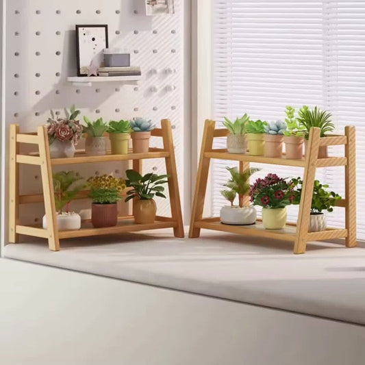 "2-Tier Wooden Display Rack"