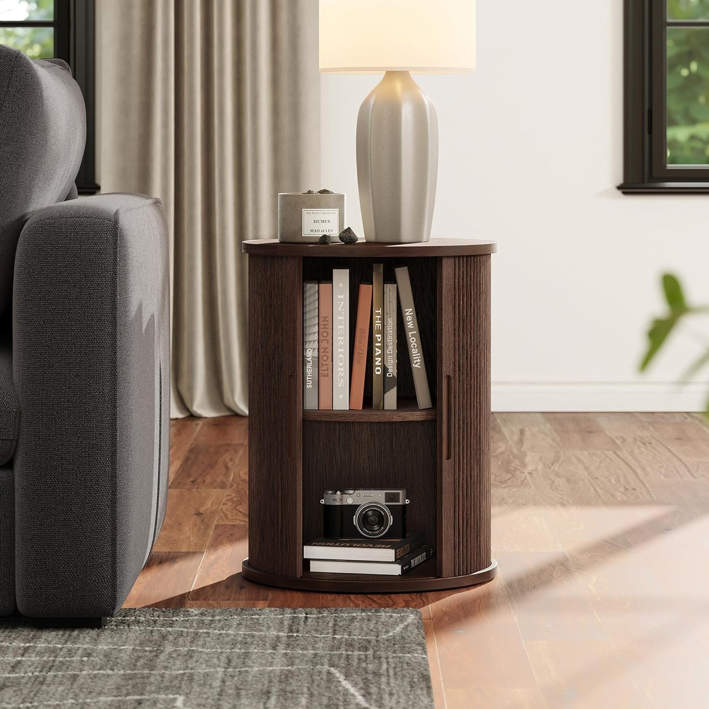 "Luna Round Storage Side Table"