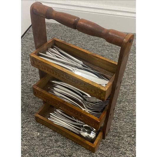 "Wooden Cutlery Organizer Stand"