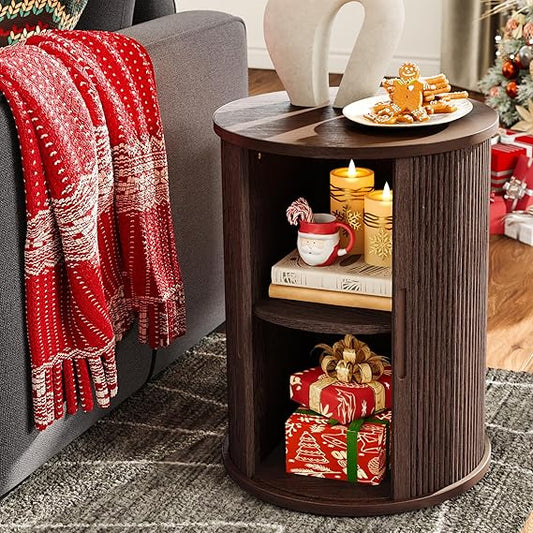 "Luna Round Storage Side Table"
