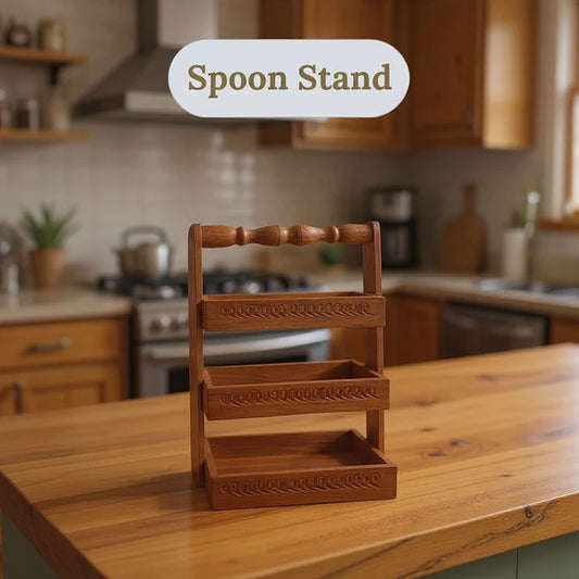 "Wooden Cutlery Organizer Stand"
