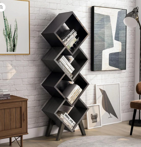 "Geometric Zigzag Bookshelf"