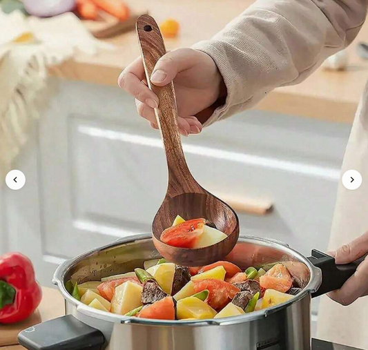 "Wooden Kitchen Utensil Set with Holder"