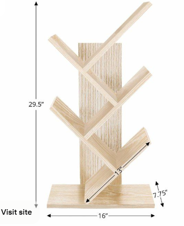 "Tree-shaped wooden bookshelf"