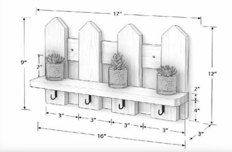 Wooden Wall Key Holder with Shelf