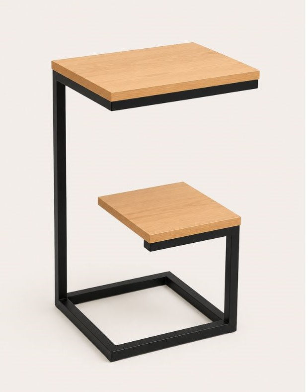"Modern C-Shaped Wooden Side Table"