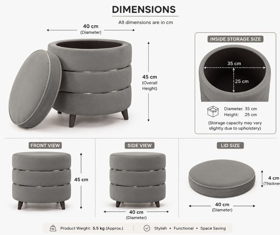 "Round Storage Ottoman"