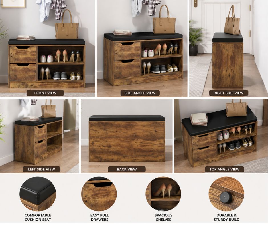 "Entryway Shoe Rack Bench"