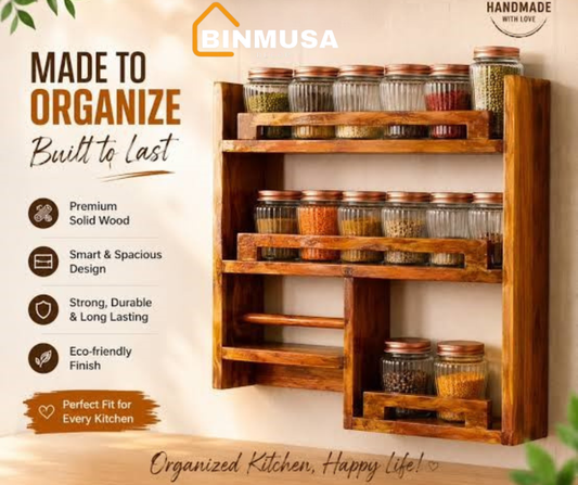 "Wall-Mounted Kitchen Organizer Shelf"