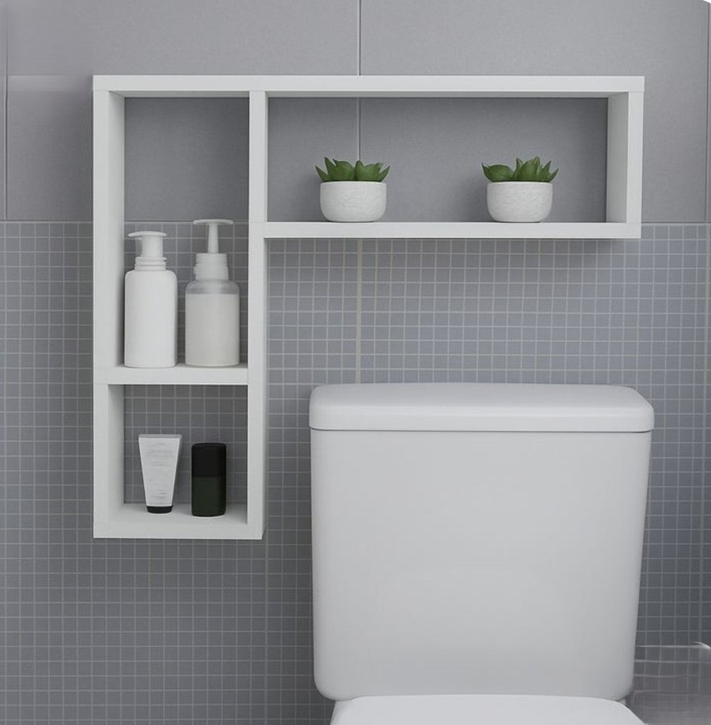 "Wall-Mounted L-Shaped Bathroom Shelf"