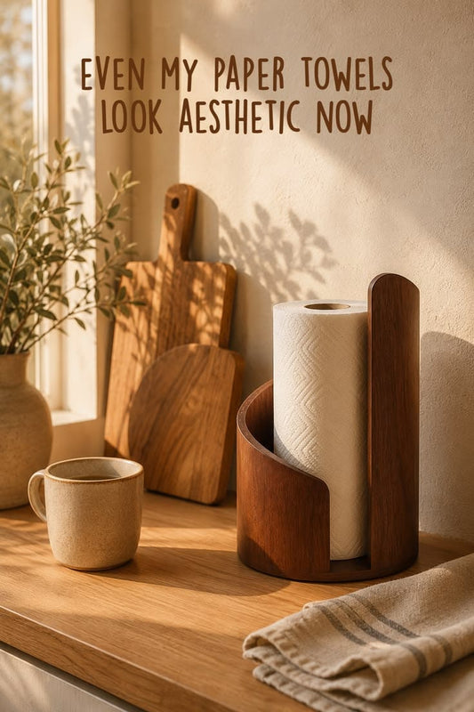 "Walnut Wooden Paper Towel Holder"