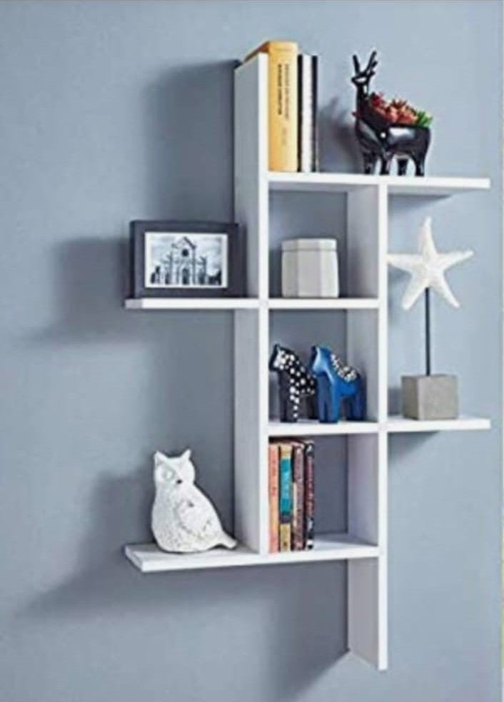 "Wall-Mounted Geometric Bookshelf"