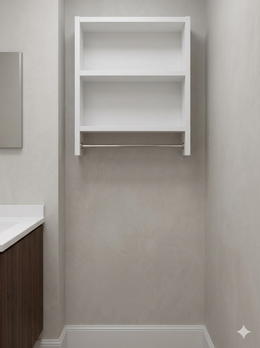 "Wall-Mounted Bathroom Storage Shelf"