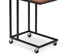 "C-Shaped End Table with rolling casters"
