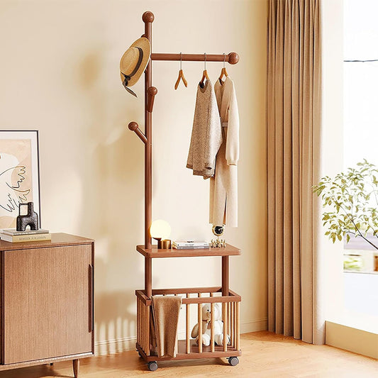 "Harper Entryway Coat Rack with Storage Bench"