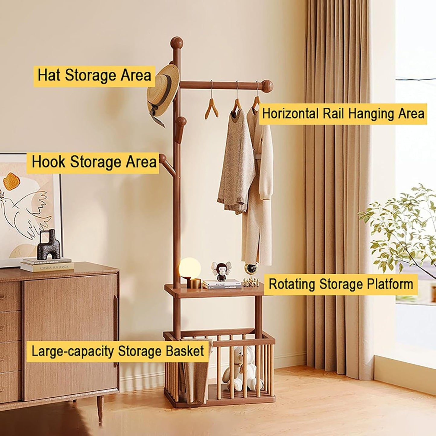 "Harper Entryway Coat Rack with Storage Bench"