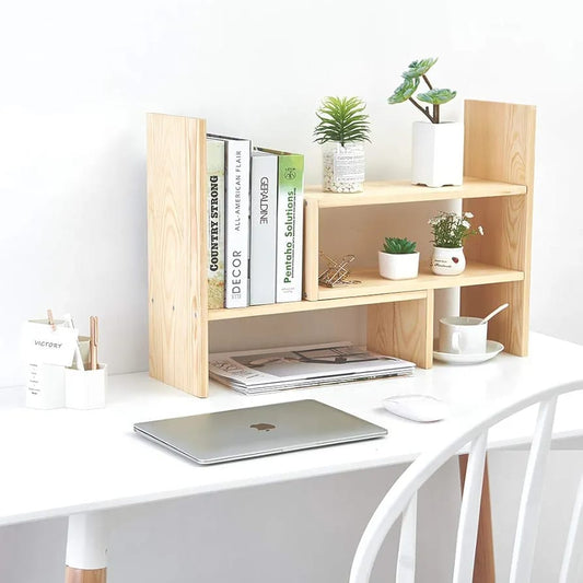 "Nordic Wooden Desktop Organizer Shelf"